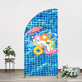 Lofaris Summer Splashing Swimming Pool Party Half Moon Arch Backdrop